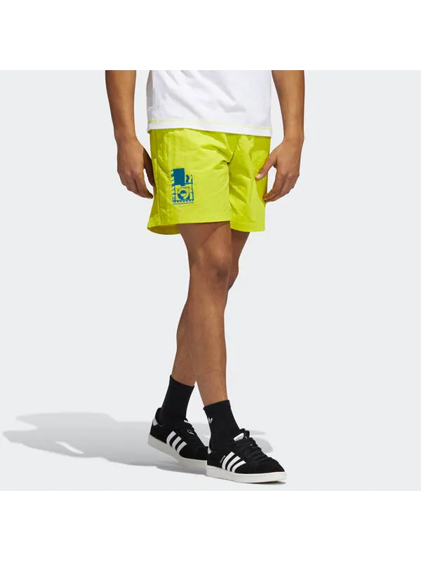 Шорты originals emb woven short embroidered casual sports shorts yellow green Adidas — изображение 4 из 4, жёлто-зеленый