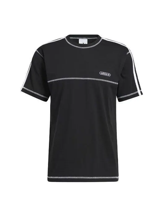 Футболка originals ribbed round neck short sleeve black Adidas — изображение 1 из 4, черный