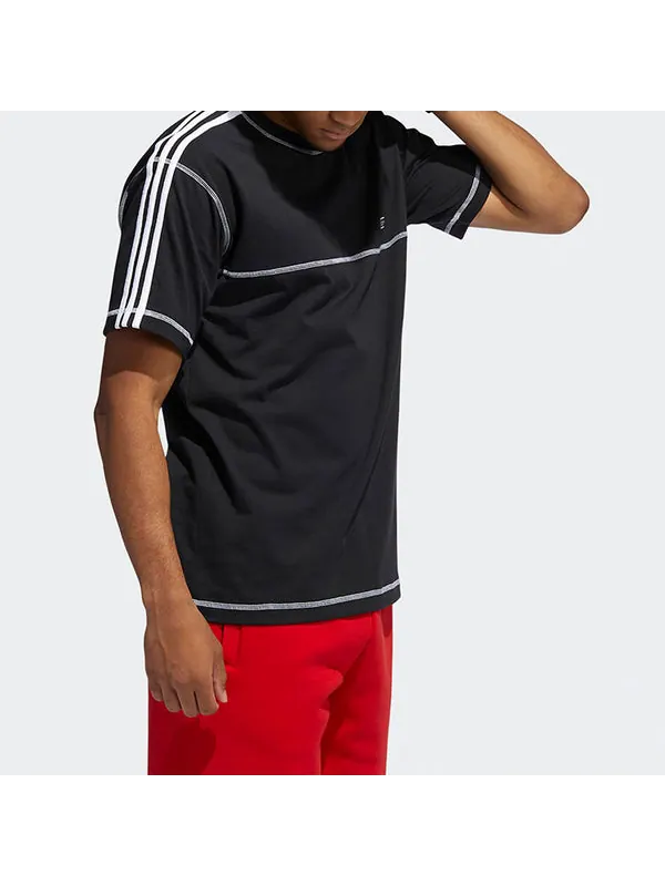 Футболка originals ribbed round neck short sleeve black Adidas — изображение 4 из 4, черный