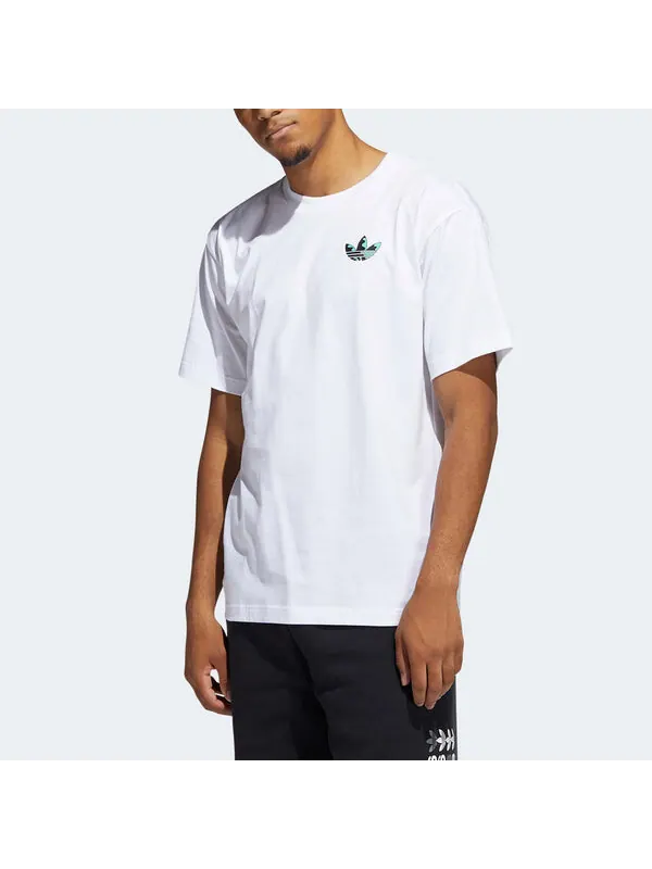 Футболка originals athleisure casual sports printing round neck short sleeve white Adidas — изображение 2 из 4, белый