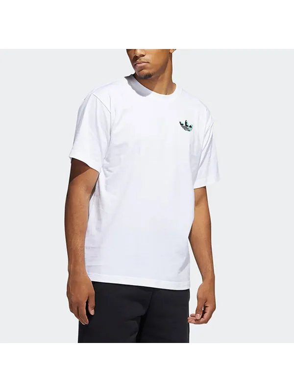 Футболка originals athleisure casual sports printing round neck short sleeve white Adidas — изображение 3 из 4, белый