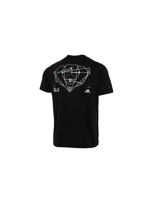 Футболка adidas Diamond Tee Short-sleeved Breathable Running Men's Black — изображение 2 из 4, черный