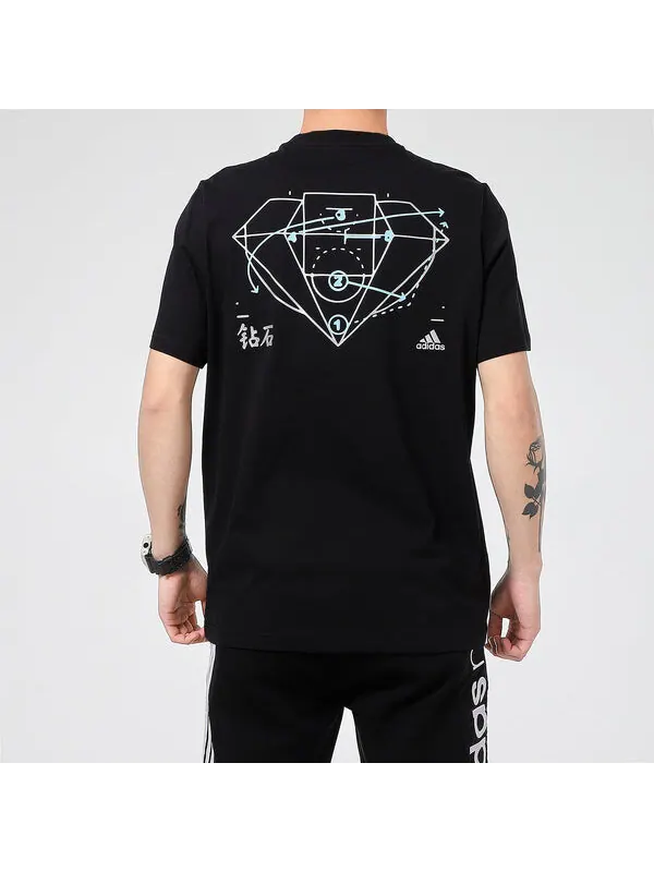 Футболка adidas Diamond Tee Short-sleeved Breathable Running Men's Black — изображение 4 из 4, черный