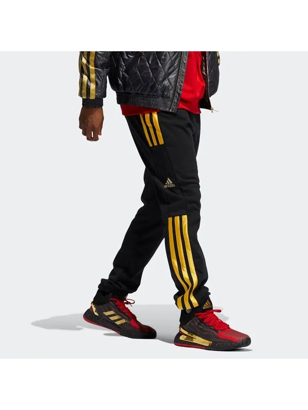 Спортивные штаны adidas Cny Rose Pant Logo Stripe Basketball Sports Long Pants Black — изображение 4 из 4, черный
