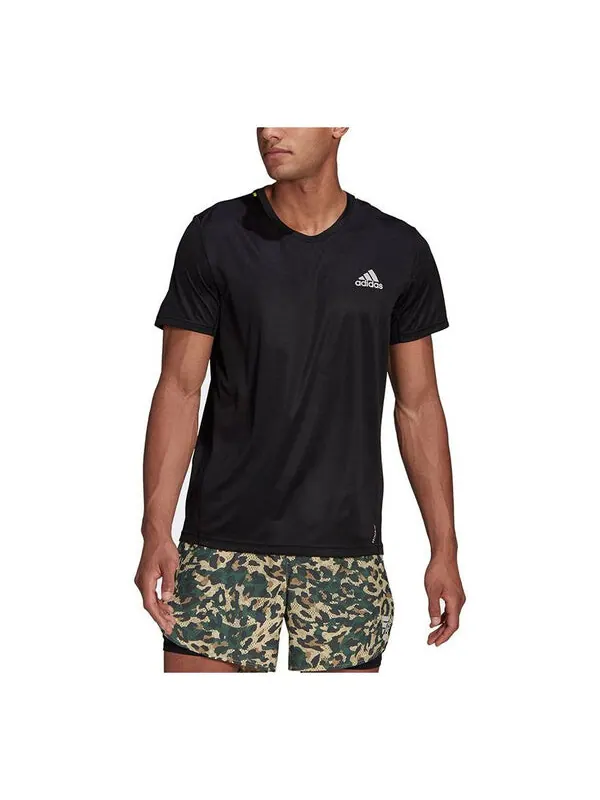 Футболка adidas Pblue Tee Men Reflective Printing Running Sports Short Sleeve Black — изображение 1 из 3, черный