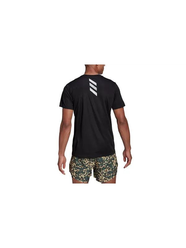 Футболка adidas Pblue Tee Men Reflective Printing Running Sports Short Sleeve Black — изображение 2 из 3, черный
