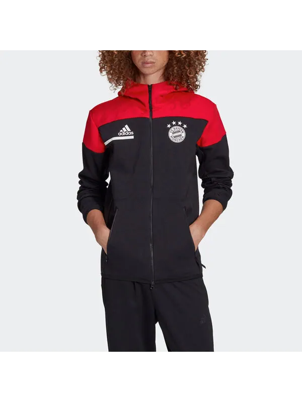 Куртка adidas Fcb zn 20-21 Season Bayern Munich Soccer/Football Sports Hooded Jacket Black Red — изображение 3 из 4, черный