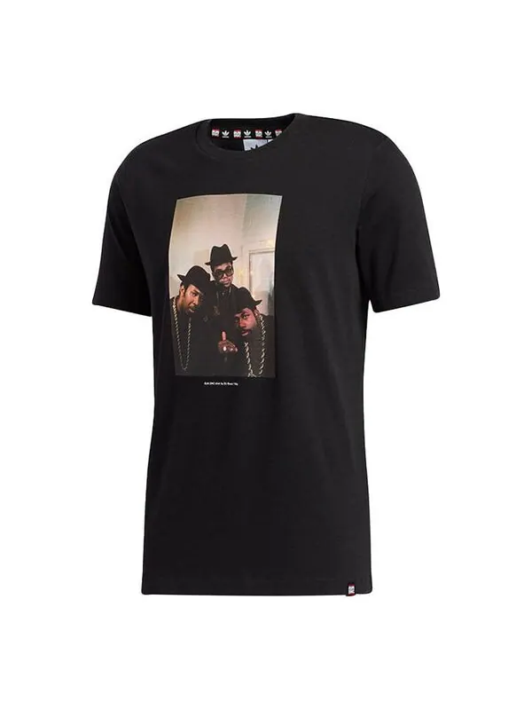 Футболка оригиналы run dmc фото t печать спортивные круглый вырез короткий рукав Adidas — изображение 1 из 4, черный