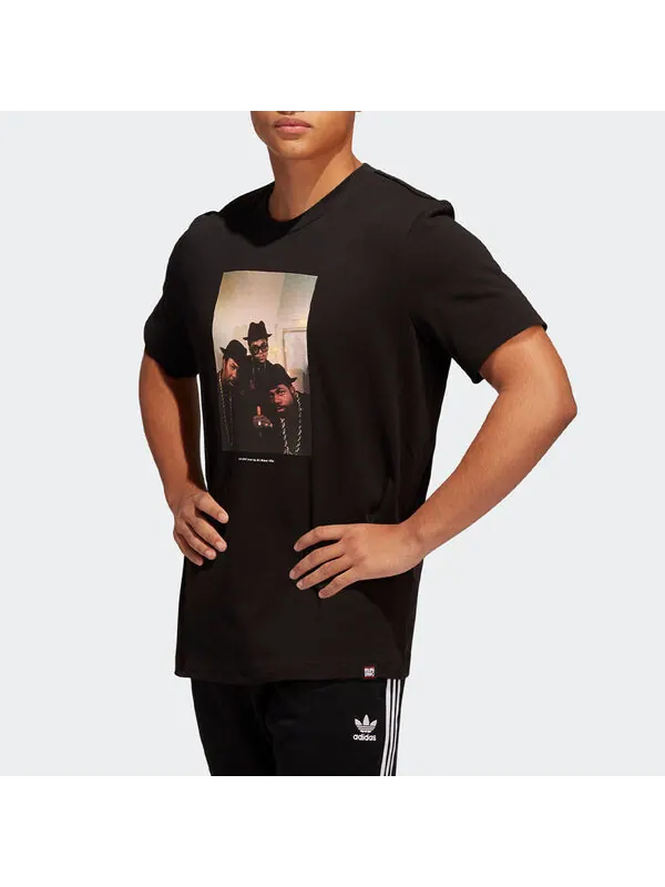 Футболка оригиналы run dmc фото t печать спортивные круглый вырез короткий рукав Adidas — изображение 3 из 4, черный