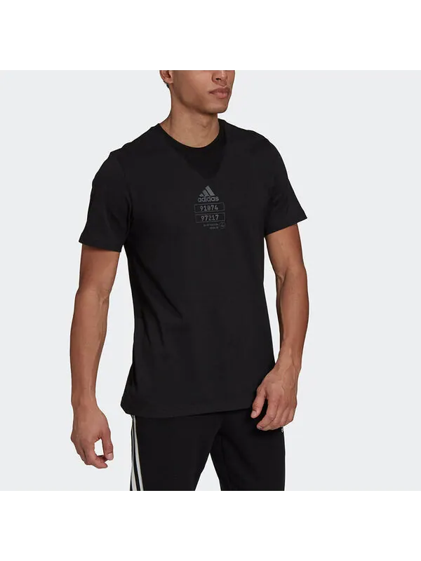 Футболка adidas Tech Refl Tee M Running Athleisure Casual Sports Round Neck Short Sleeve Black — изображение 3 из 3, черный