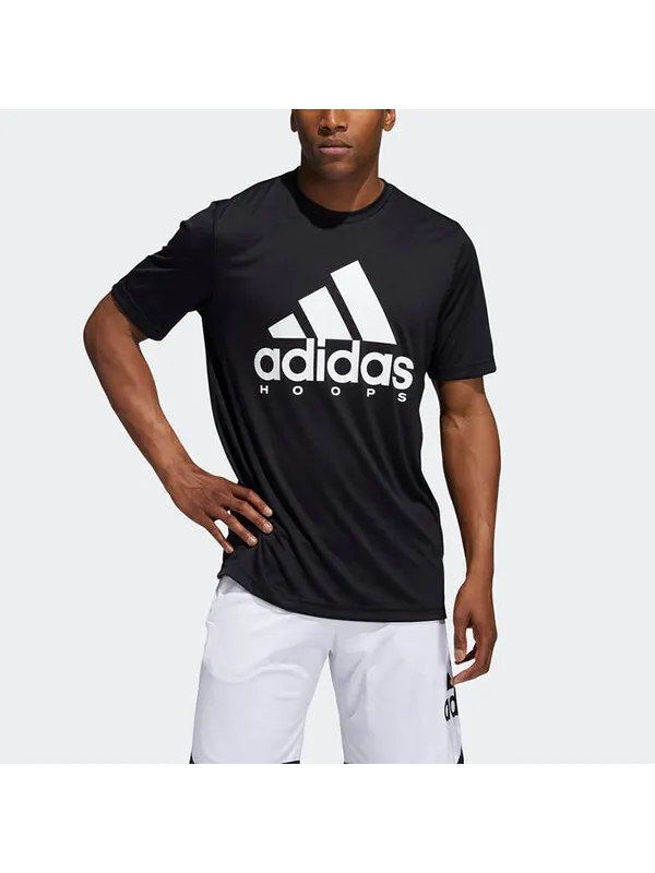 Футболка bos hoops tee basketball sports round neck short sleeve black Adidas — изображение 3 из 4, черный
