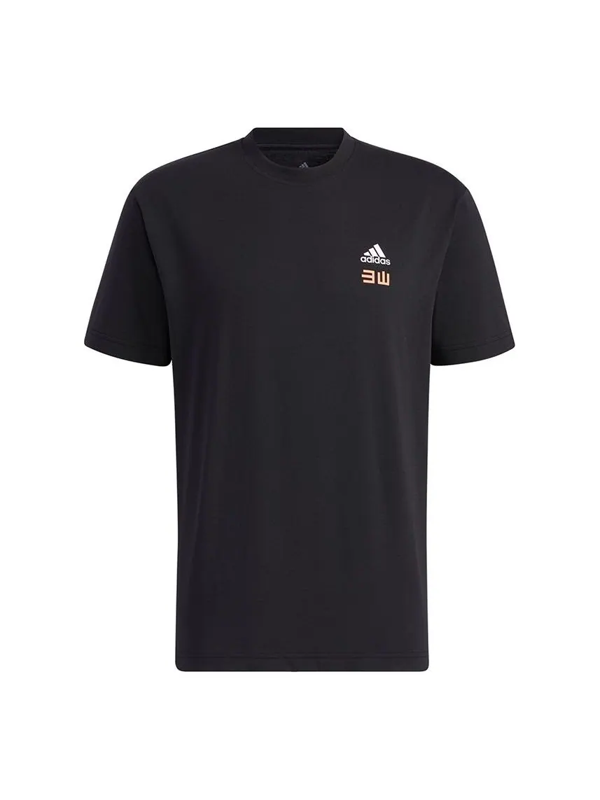 Футболка adidas Iseem Gfx Tee Outdoor Sports Printing Round Neck Short Sleeve Couple Style Black — изображение 1 из 6, черный