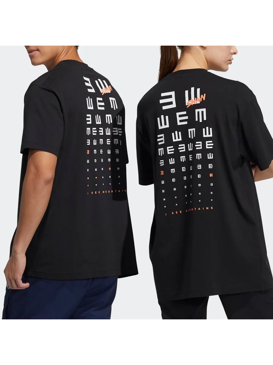 Футболка adidas Iseem Gfx Tee Outdoor Sports Printing Round Neck Short Sleeve Couple Style Black — изображение 3 из 6, черный
