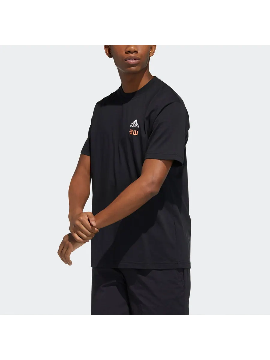 Футболка adidas Iseem Gfx Tee Outdoor Sports Printing Round Neck Short Sleeve Couple Style Black — изображение 4 из 6, черный