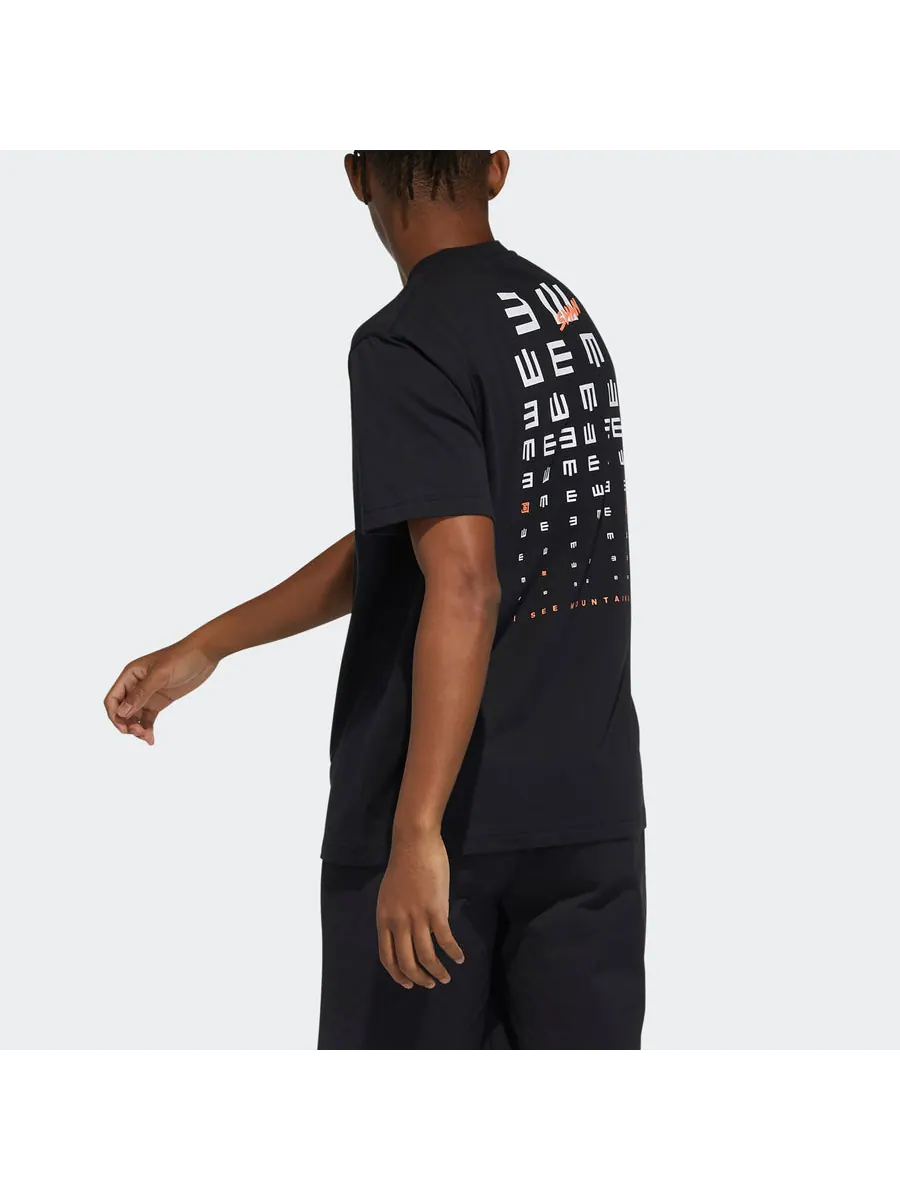 Футболка adidas Iseem Gfx Tee Outdoor Sports Printing Round Neck Short Sleeve Couple Style Black — изображение 5 из 6, черный
