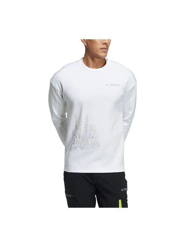 Толстовка adidas Mtnlt Gfx Sweat Casual Sports Pullover Round Neck White — изображение 1 из 3, белый