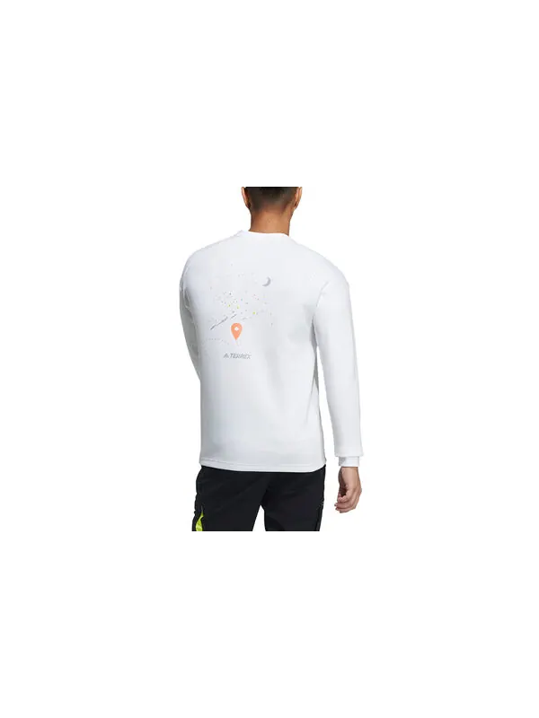 Толстовка adidas Mtnlt Gfx Sweat Casual Sports Pullover Round Neck White — изображение 2 из 3, белый