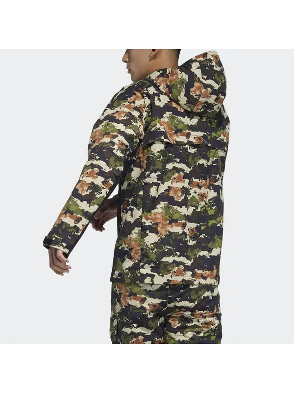 Куртка adidas Terrex Festiv Aop Wb Outdoor Sports Camouflage Splicing Hooded Jacket Brown — изображение 3 из 4, коричневый