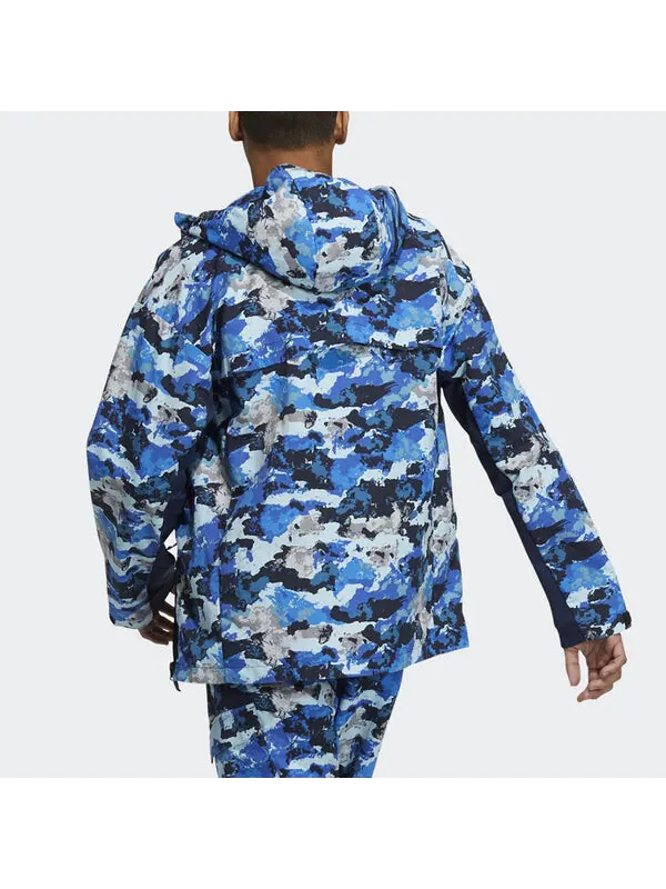 Куртка adidas Terrex Festiv Aop Wb Outdoor Sports Camouflage Splicing Hooded Jacket Blue — изображение 3 из 4, синий