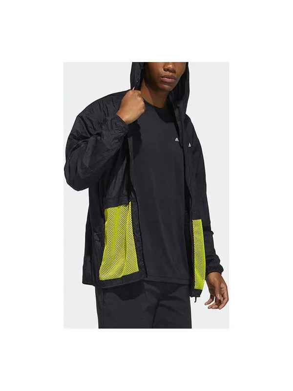 Куртка adidas Terrex Bao Pack Windb Outdoor Sports Mesh Contrasting Colors Pocket Hooded Jacket — изображение 1 из 1, черный