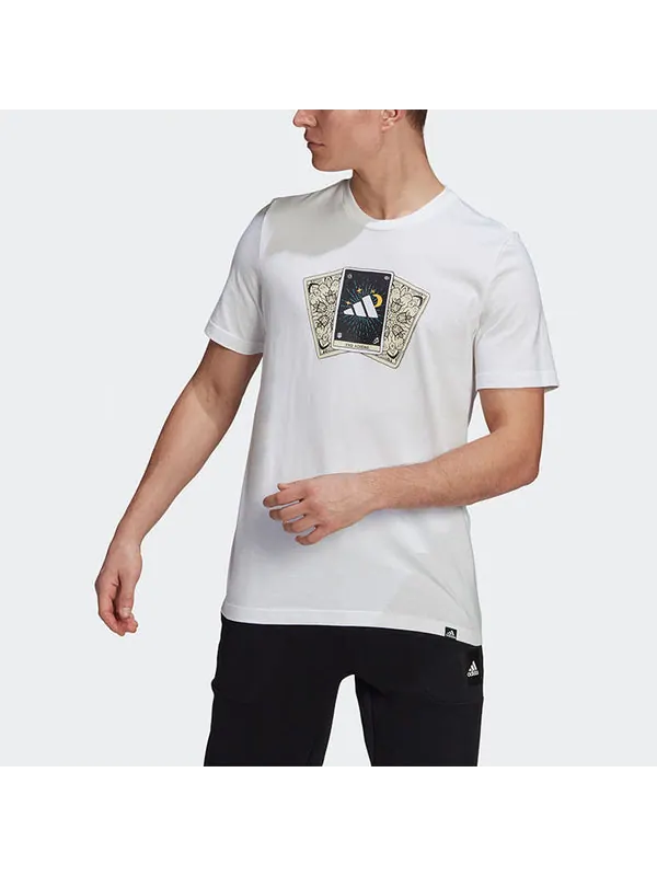 Футболка tarot bos m printing sports round neck short sleeve white Adidas — изображение 2 из 4, белый