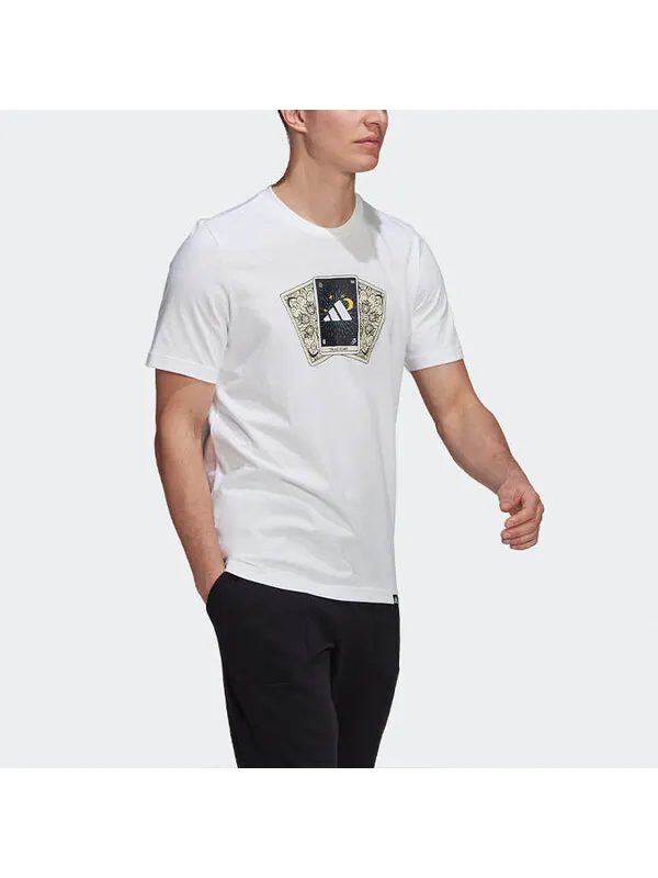 Футболка tarot bos m printing sports round neck short sleeve white Adidas — изображение 4 из 4, белый