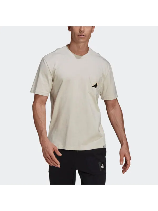 Футболка mandala tee m printing sports round neck short sleeve bauxite brown Adidas — изображение 2 из 4, коричневый