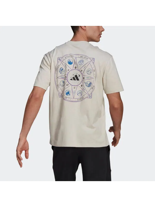 Футболка mandala tee m printing sports round neck short sleeve bauxite brown Adidas — изображение 3 из 4, коричневый