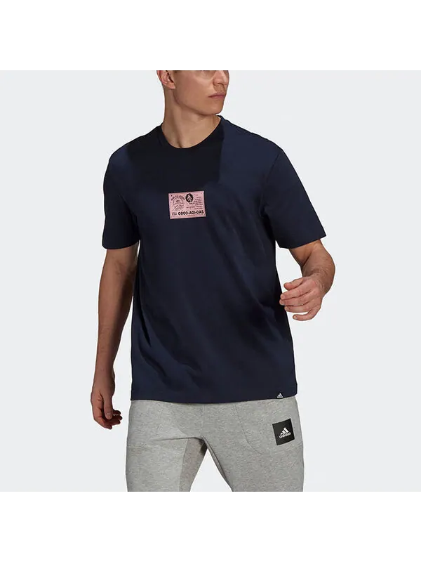 Футболка psychic coach m funny printing sports stylish short sleeve blue Adidas — изображение 3 из 4, синий
