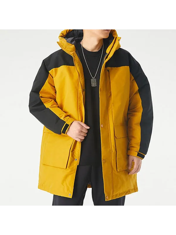 Пуховик adidas Big Mouth Bag Outdoor Windproof Medium Long Cap Down Jacket White Gold — изображение 3 из 4, золотистый