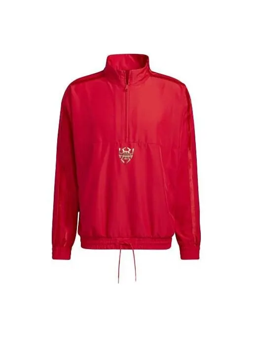 Куртка adidas Cny Dm Po Basketball Casual Sports Half Zipper Jacket Red — изображение 1 из 4, светлый красный