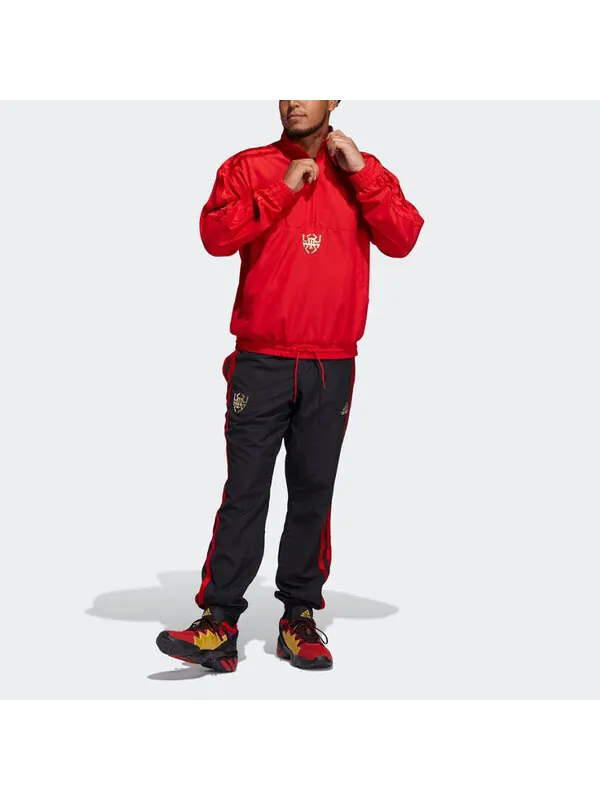 Куртка adidas Cny Dm Po Basketball Casual Sports Half Zipper Jacket Red — изображение 2 из 4, светлый красный