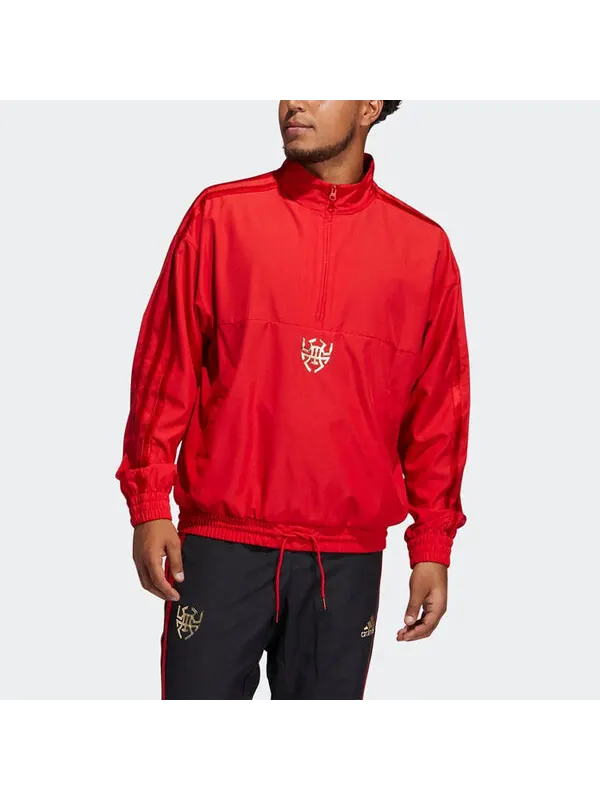 Куртка adidas Cny Dm Po Basketball Casual Sports Half Zipper Jacket Red — изображение 3 из 4, светлый красный