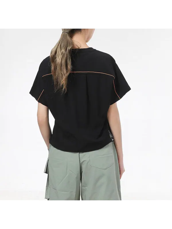 Футболка (WMNS) adidas Tech Woven t-shirt 'Black' — изображение 4 из 4, черный