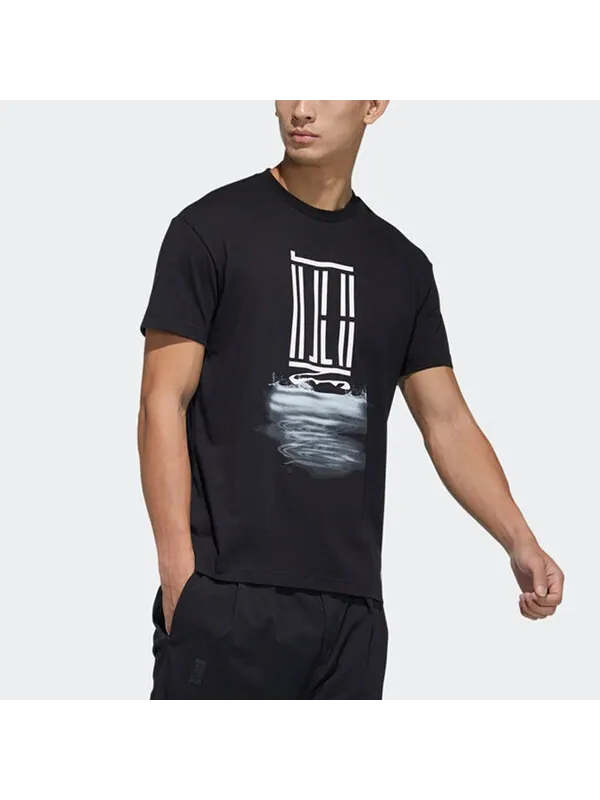 Футболка wj t gfx logo series печать спортивная круглая горловина короткий рукав Adidas — изображение 3 из 3, черный