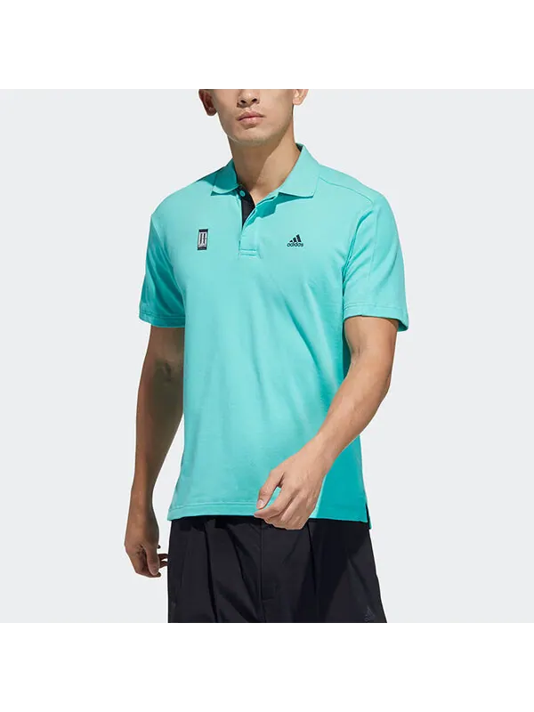 Футболка series logo solid color short sleeve polo shirt green Adidas — изображение 2 из 4, зеленый