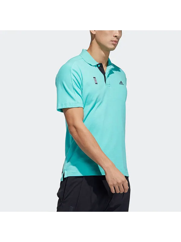 Футболка series logo solid color short sleeve polo shirt green Adidas — изображение 4 из 4, зеленый