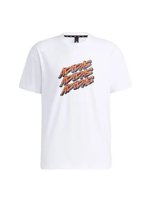 Футболка ub gfx t граффити печать логотип спортивные свободные короткий рукав Adidas — изображение 1 из 4, белый