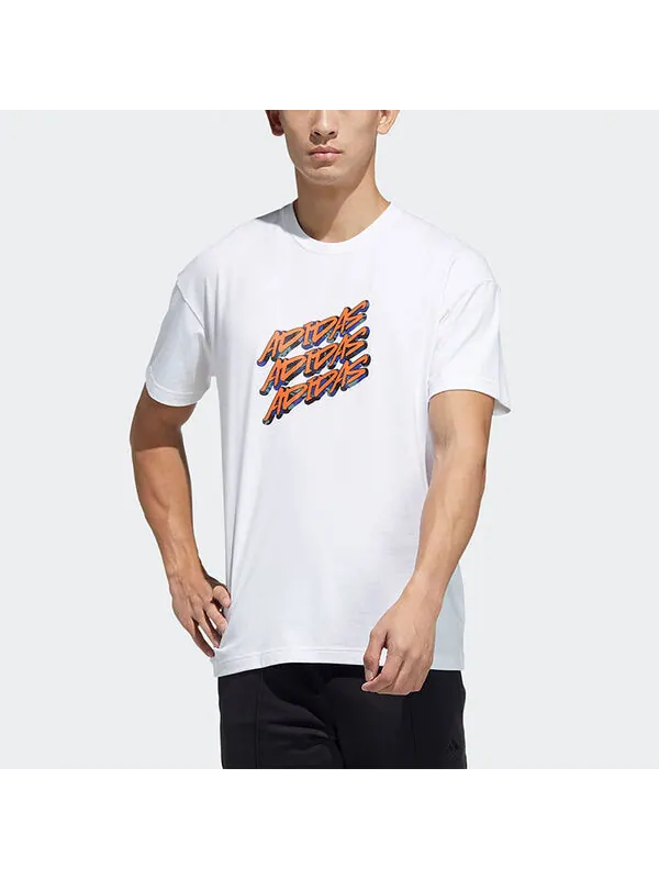 Футболка ub gfx t граффити печать логотип спортивные свободные короткий рукав Adidas — изображение 2 из 4, белый