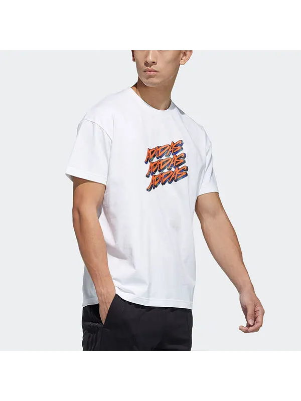Футболка ub gfx t граффити печать логотип спортивные свободные короткий рукав Adidas — изображение 4 из 4, белый
