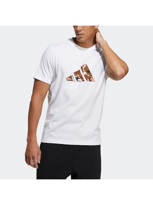 Футболка ub gxf t box спортивные камуфляжная печать логотип короткий рукав Adidas — изображение 2 из 4, белый