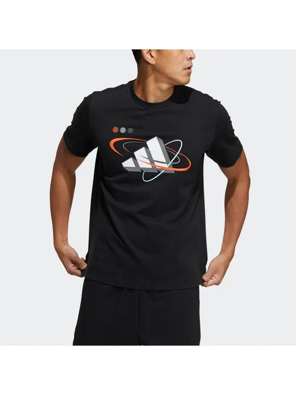 Футболка ub gfx t bos с принтом логотипа спортивная круглая горловина короткий рукав Adidas — изображение 3 из 4, черный