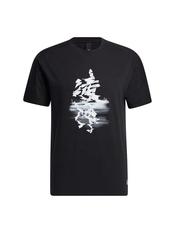 Футболка wj t gfx story casual sports round neck short sleeve black Adidas — изображение 1 из 4, черный