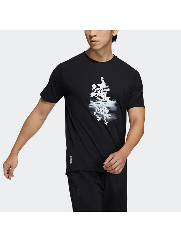 Футболка wj t gfx story casual sports round neck short sleeve black Adidas — изображение 4 из 4, черный