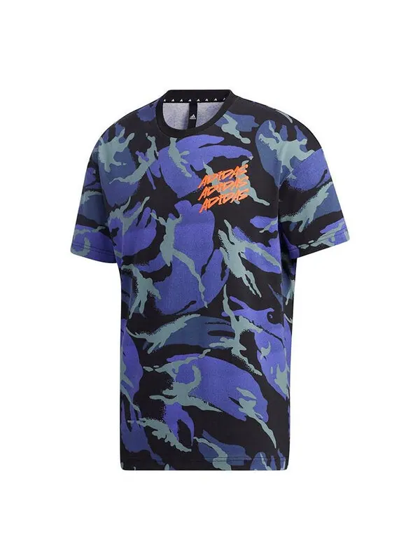 Футболка ub gfx t aop спортивные камуфляжные с коротким рукавом Adidas — изображение 1 из 4, синий