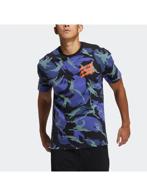 Футболка ub gfx t aop спортивные камуфляжные с коротким рукавом Adidas — изображение 3 из 4, синий