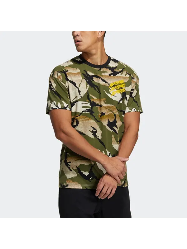 Футболка ub gfx t aop спортивные стильные камуфляжные с коротким рукавом Adidas — изображение 3 из 4, желтый