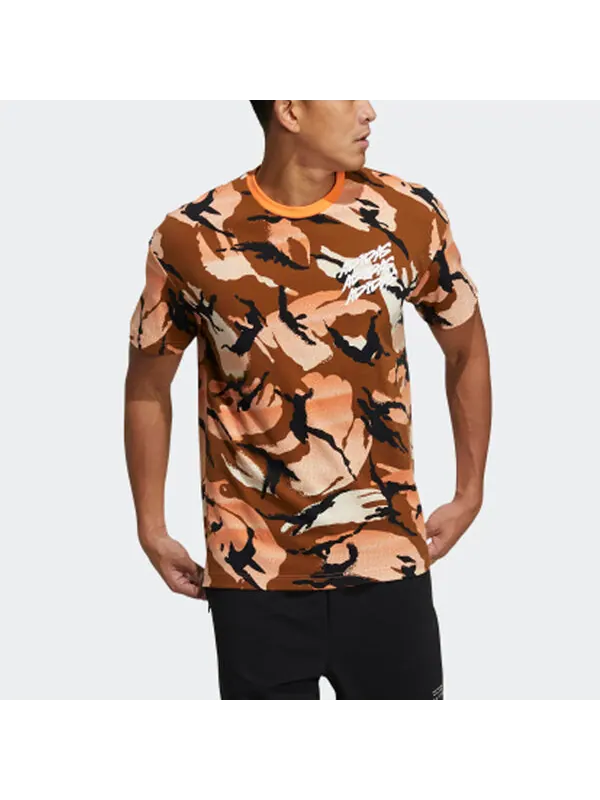 Футболка ub gfx t aop спортивные камуфляжные с коротким рукавом Adidas — изображение 3 из 4, оранжевый