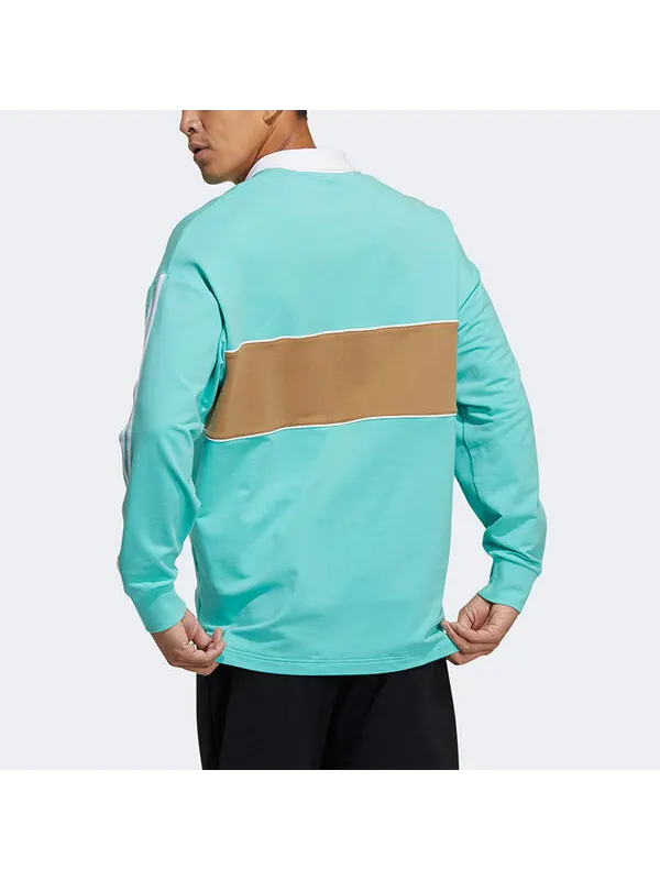 Футболка ub polo ls спортивные стильные с логотипом и длинными рукавами поло рубашка зеленая Adidas — изображение 3 из 4
