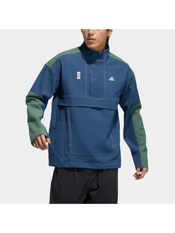 Куртка adidas Wj Anorak Colorblock Casual Sports Stand Collar Half Zipper Jacket Navy Blue — изображение 2 из 4, темно-синий